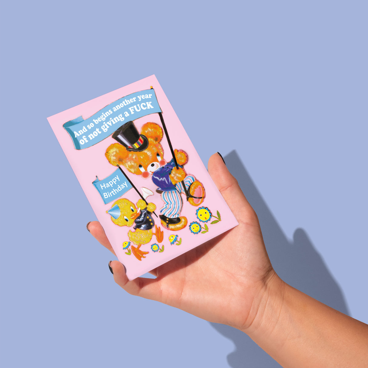 Another year of not giving a fuck verjaardagskaart beer en eend-Ansichtkaarten-Vin-Studio Inktvis