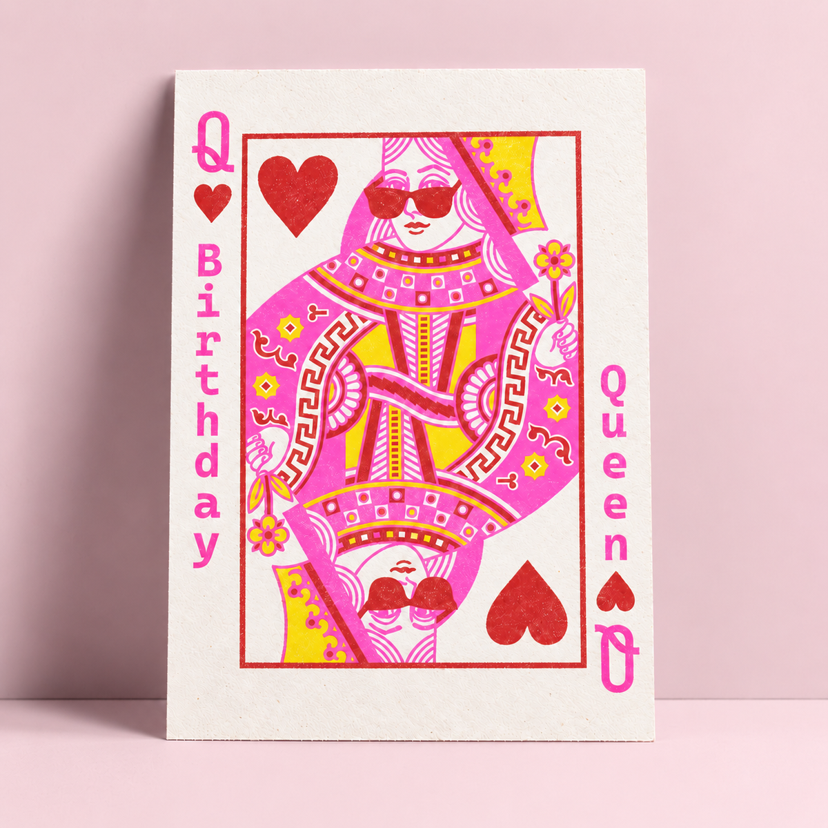 Riso print Birthday card Birthday Queen