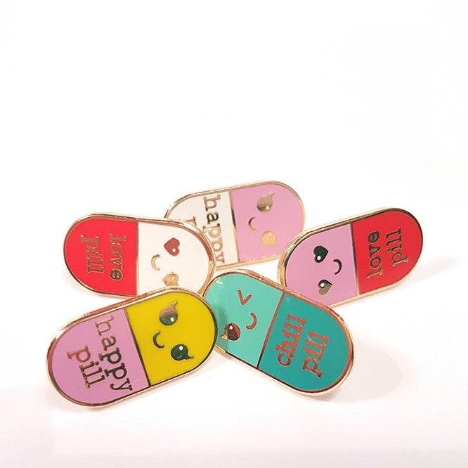 Pin Happy pill en chill pills enamel pins 2