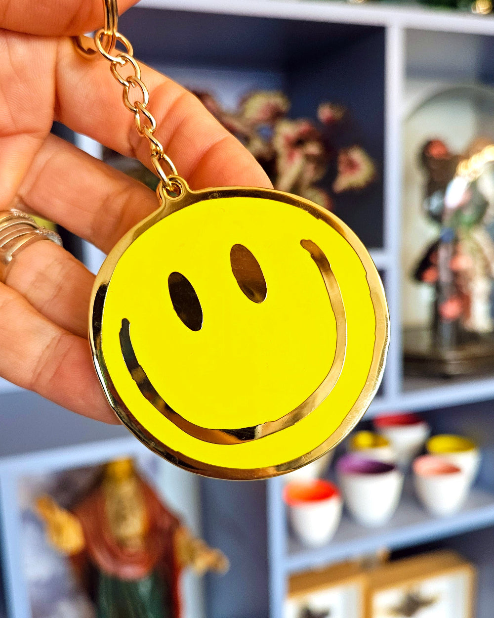 Smiley Sleutelhanger GOUD - een smile aan je sleutelbos-Sleutelhangers-Fun-Studio Inktvis