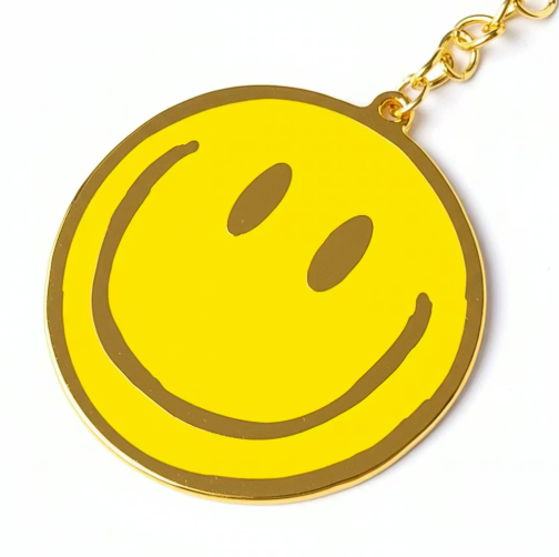 Smiley Sleutelhanger GOUD - een smile aan je sleutelbos-Sleutelhangers-Fun-Studio Inktvis