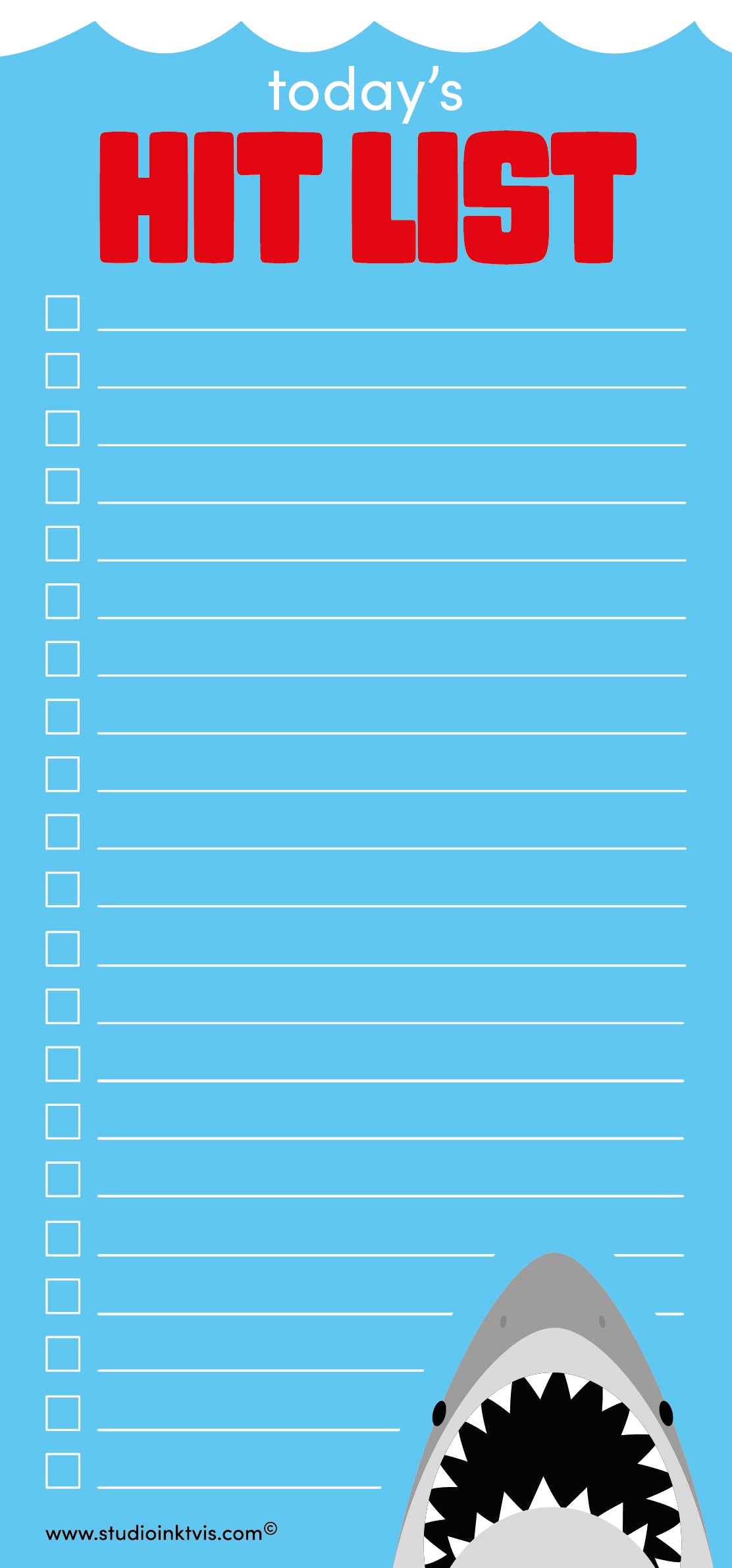 To do blok 10×21 cm Hit list shark