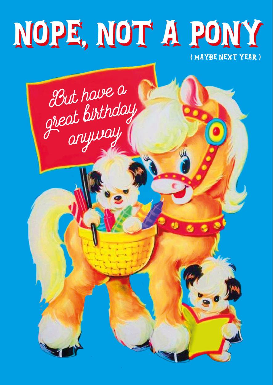 Nope, not a pony vintage with twist verjaardagskaart-Ansichtkaarten-Vin-Studio Inktvis