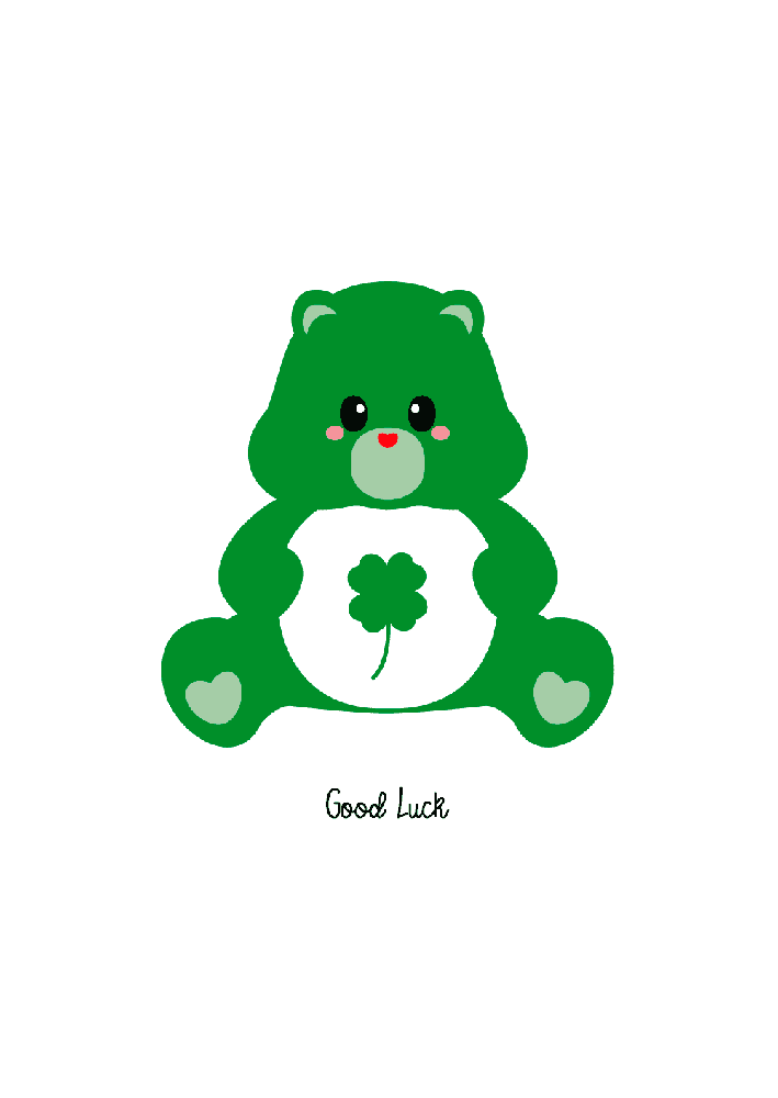 Care bear troetelbeertje good luck-Ansichtkaarten-Studio Inktvis-Studio Inktvis