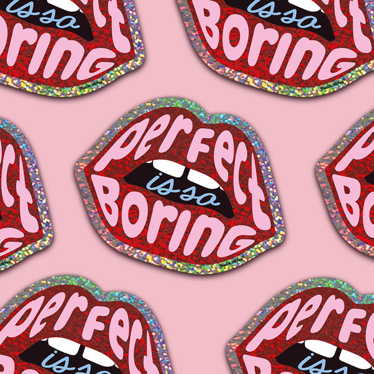 Glitter sticker Rode lippen Perfecti is so boring-Stickers-Txt-Studio Inktvis