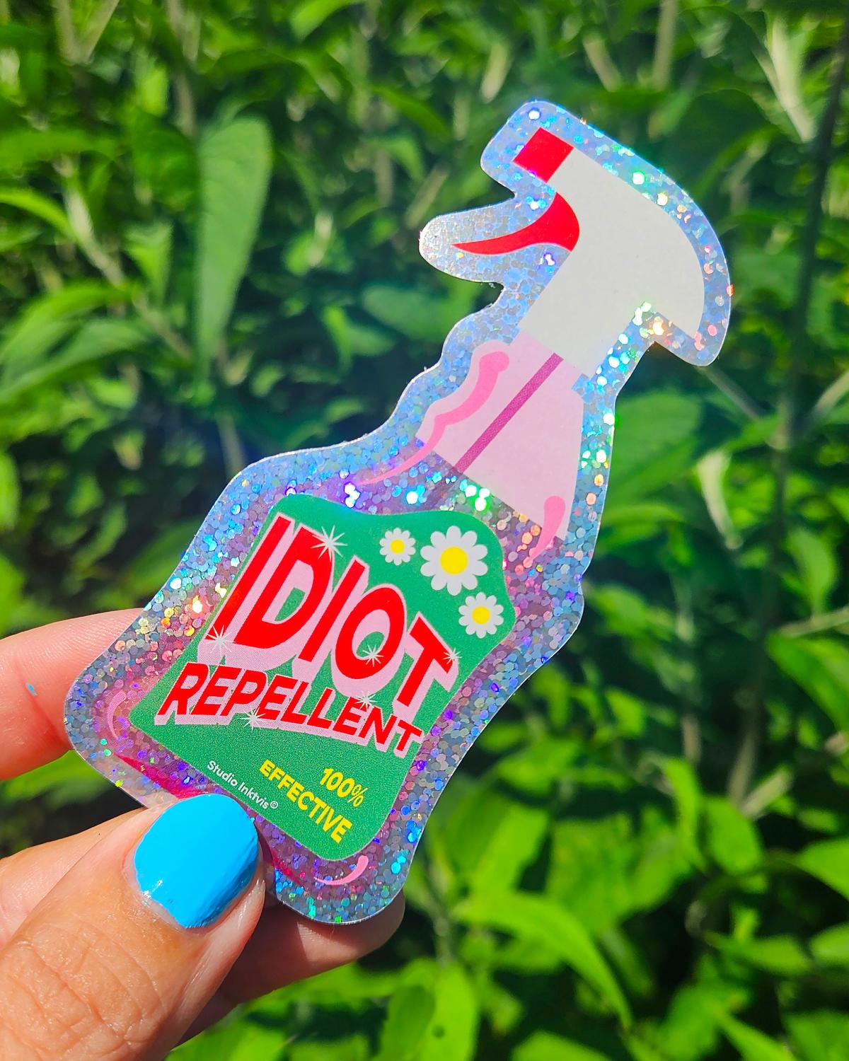Glitter sticker Idiot Repellent spray-Stickers-Txt-Studio Inktvis