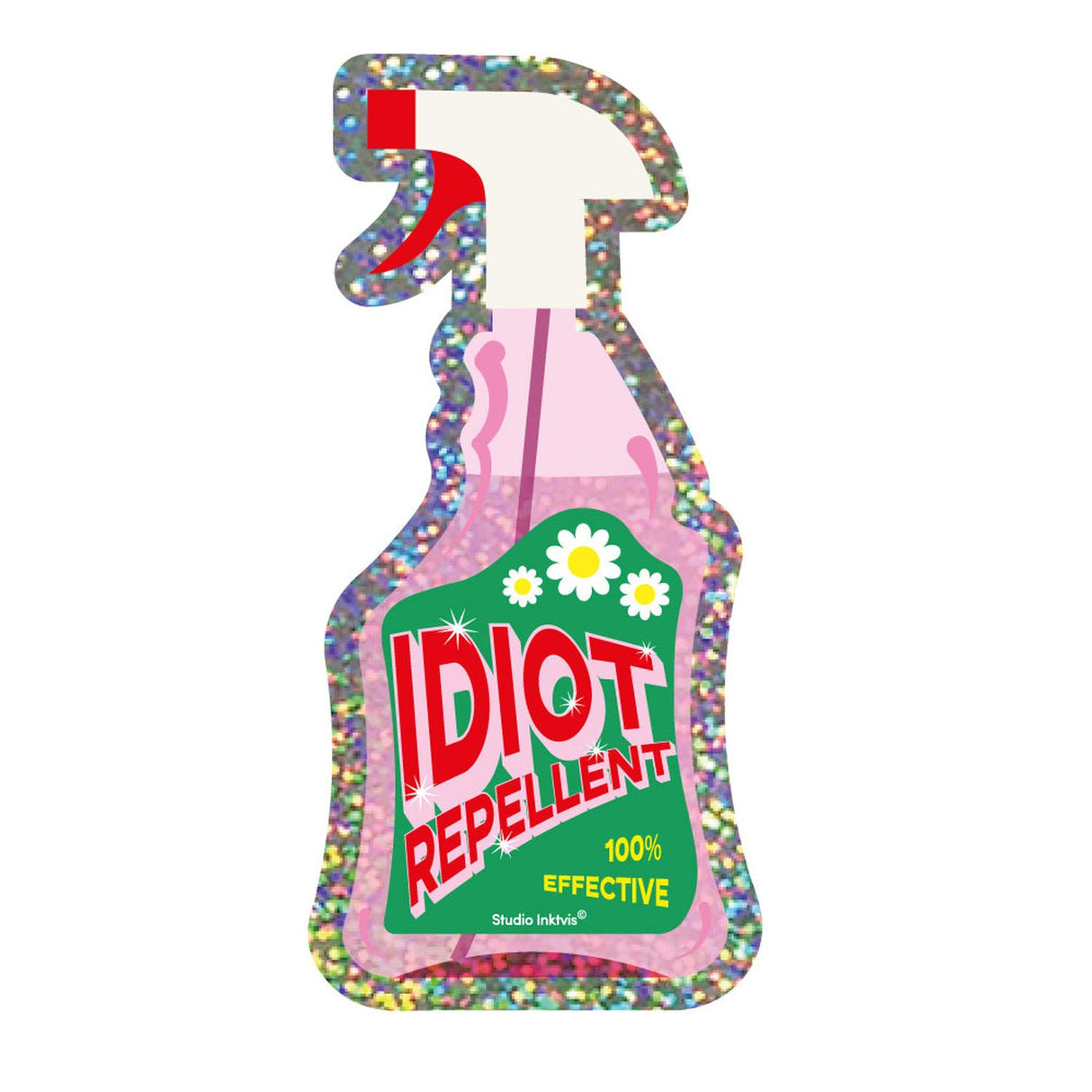 Glitter sticker Idiot Repellent spray-Stickers-Txt-Studio Inktvis