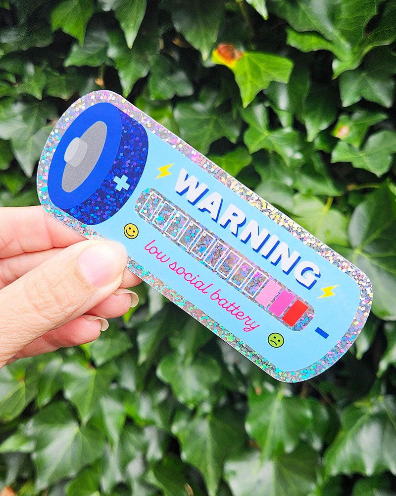 Glitter sticker Low social battery-Stickers-Studio Inktvis-Studio Inktvis