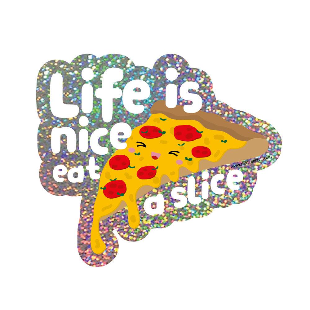 Glitter sticker Pizza Life is nice-Stickers-Studio Inktvis-Studio Inktvis