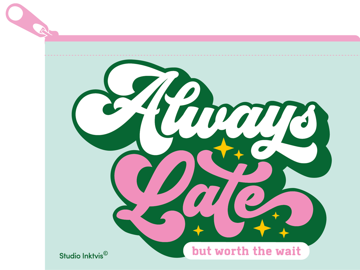 Mini portemonnee Always late van gerecycled plastic-Portemonnee-Txt-Studio Inktvis