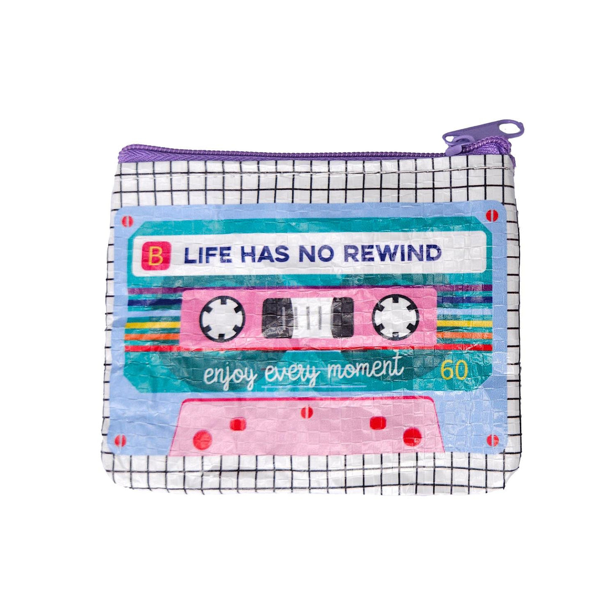 Mini portemonnee Cassettebandje Life has no rewind van gerecycled plastic-Portemonnee-Txt-Studio Inktvis