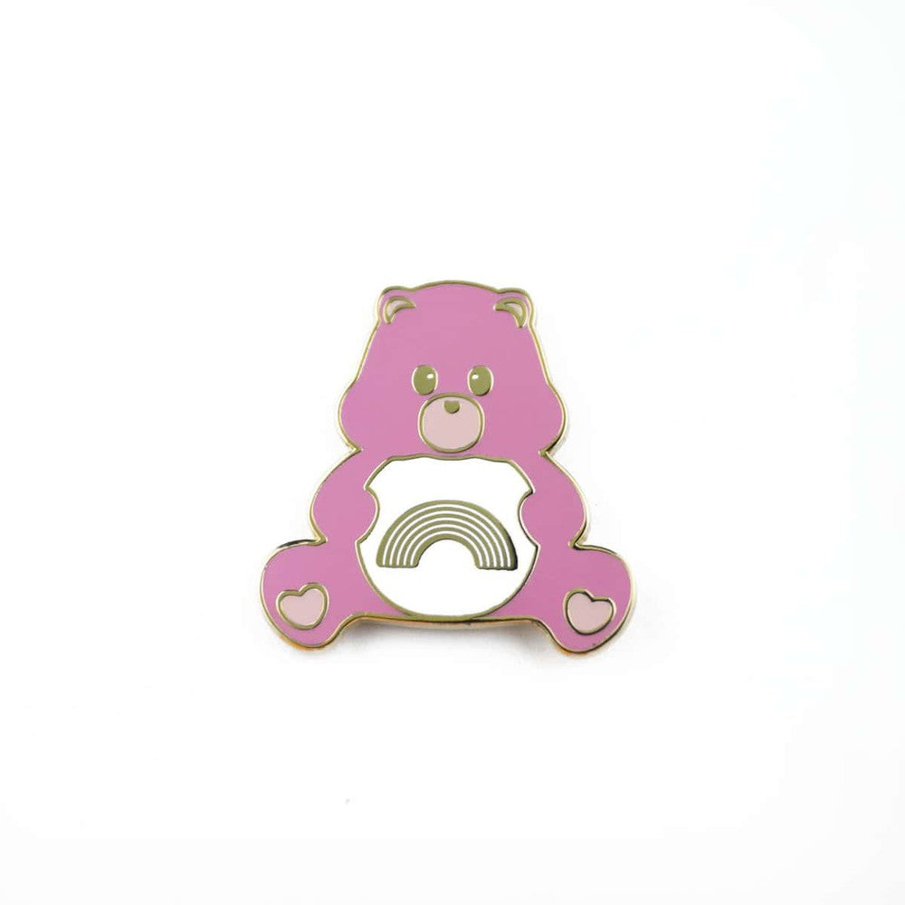 Pin Care Bear pink sending rainbows-Studio Inktvis-Studio Inktvis