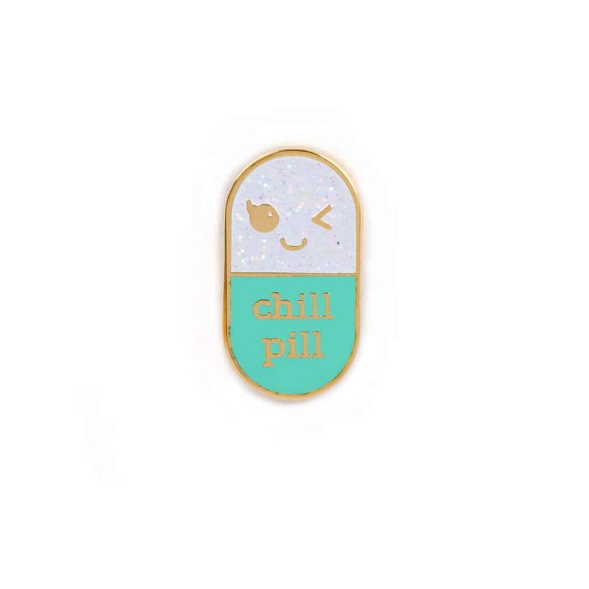 Pin Chill pill mint glitter-Studio Inktvis-Studio Inktvis