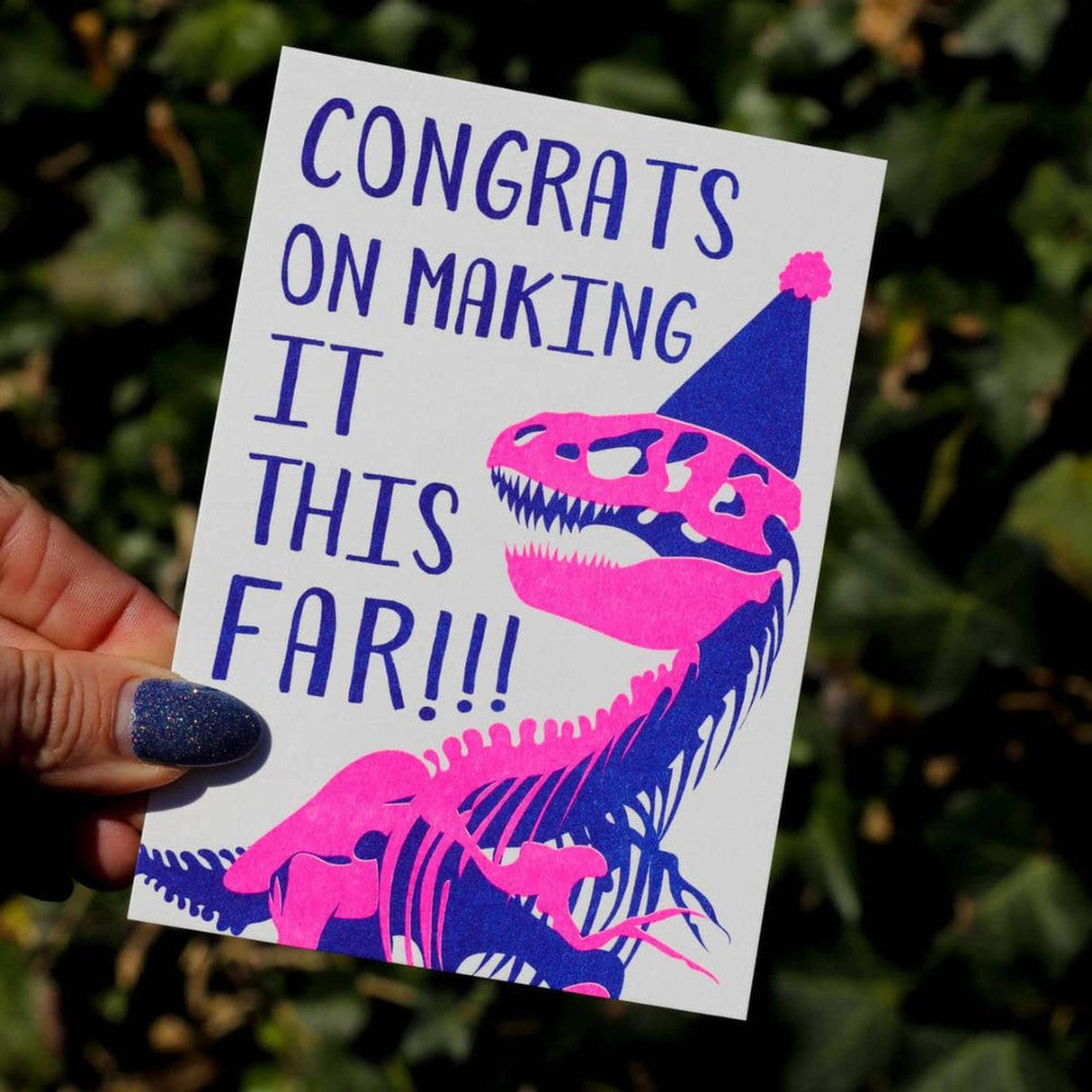 Riso print Congrats t-rex-Ansichtkaarten-Fun Riso-Studio Inktvis
