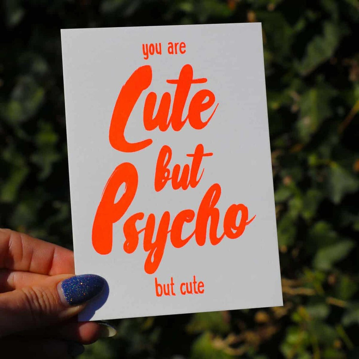 Riso print Cute but psycho but cute-Ansichtkaarten-Fun Riso-Studio Inktvis