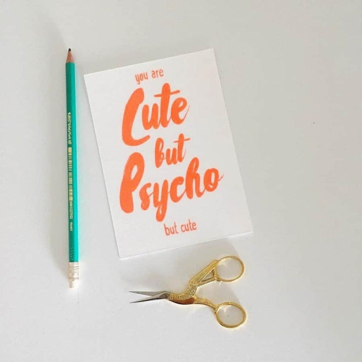 Riso print Cute but psycho but cute-Ansichtkaarten-Fun Riso-Studio Inktvis
