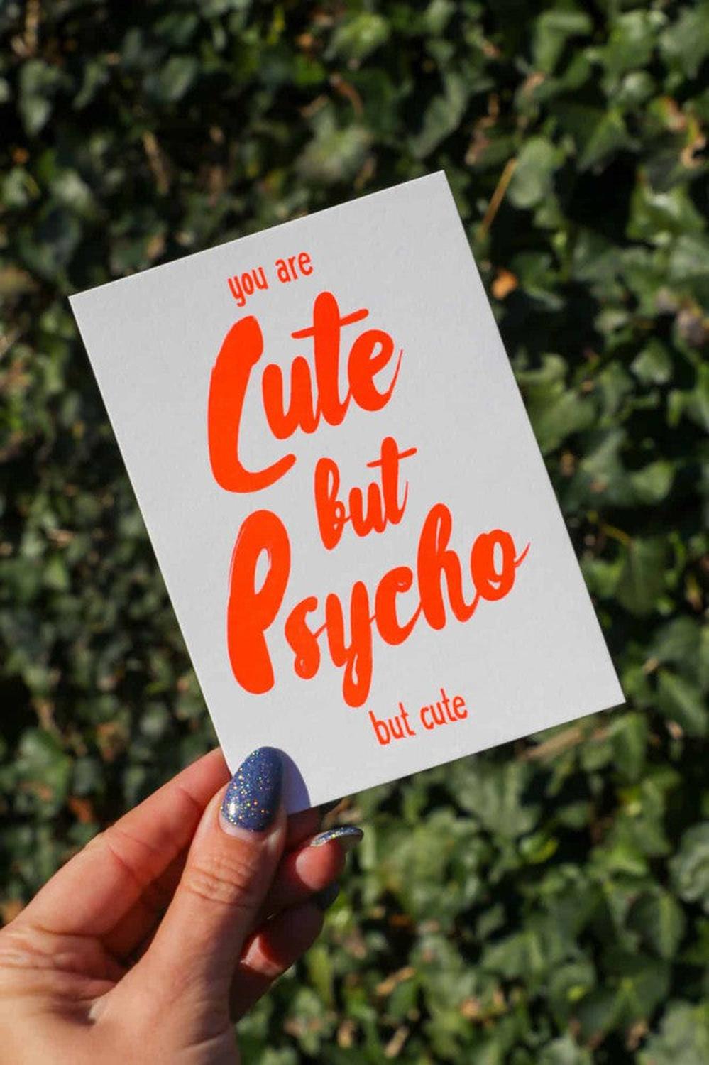 Riso print Cute but psycho but cute-Ansichtkaarten-Fun Riso-Studio Inktvis