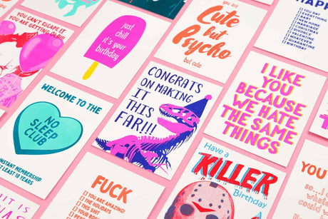 Riso print I like you because we hate the same things-Ansichtkaarten-Fun Riso-Studio Inktvis