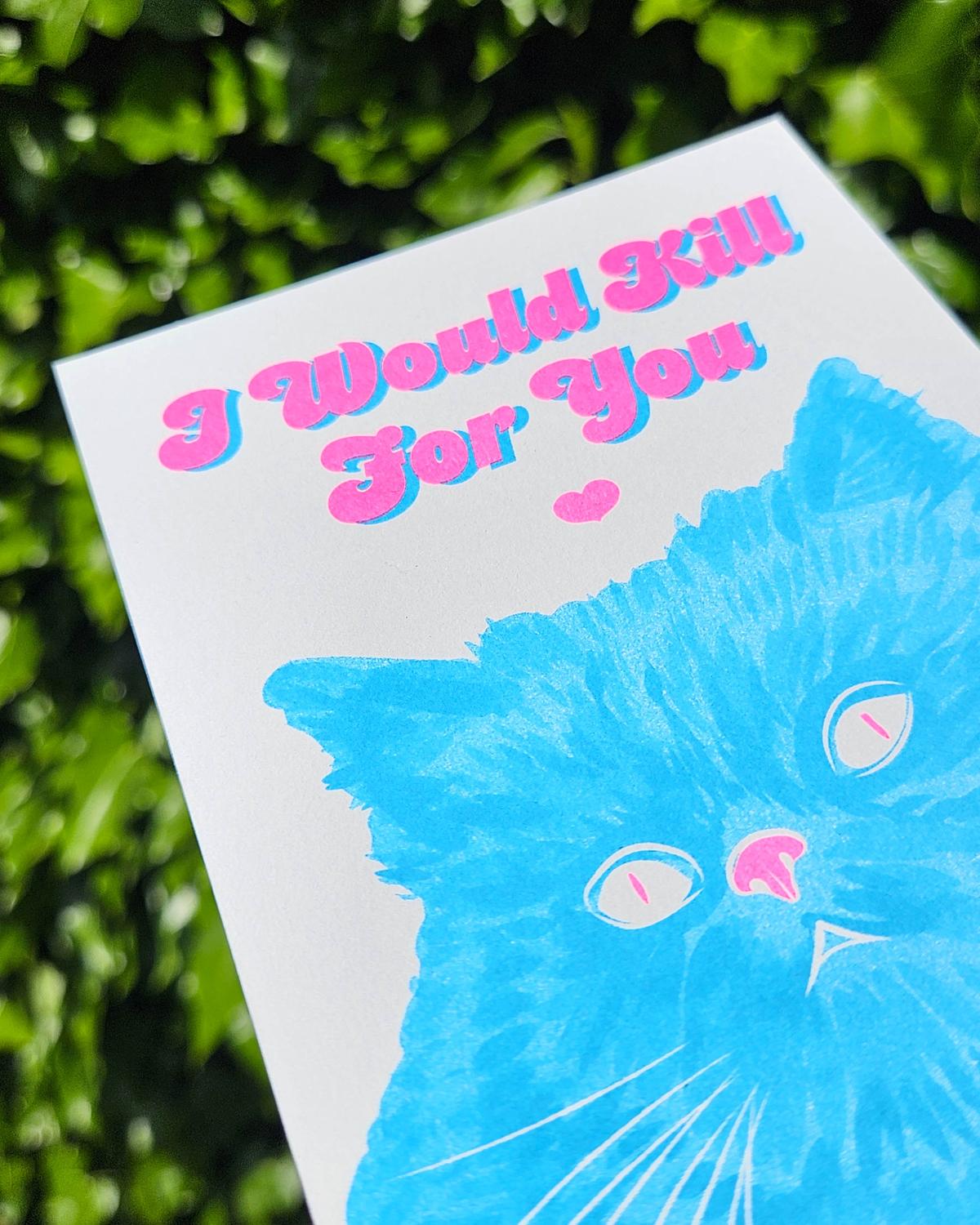 Riso print I would kill for you kat-Ansichtkaarten-Fun-Studio Inktvis