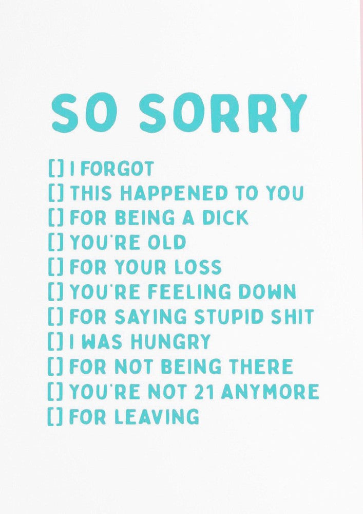 Riso print So sorry i forgot, you are feeling down, for being a dick .....-Ansichtkaarten-Fun Riso-Studio Inktvis