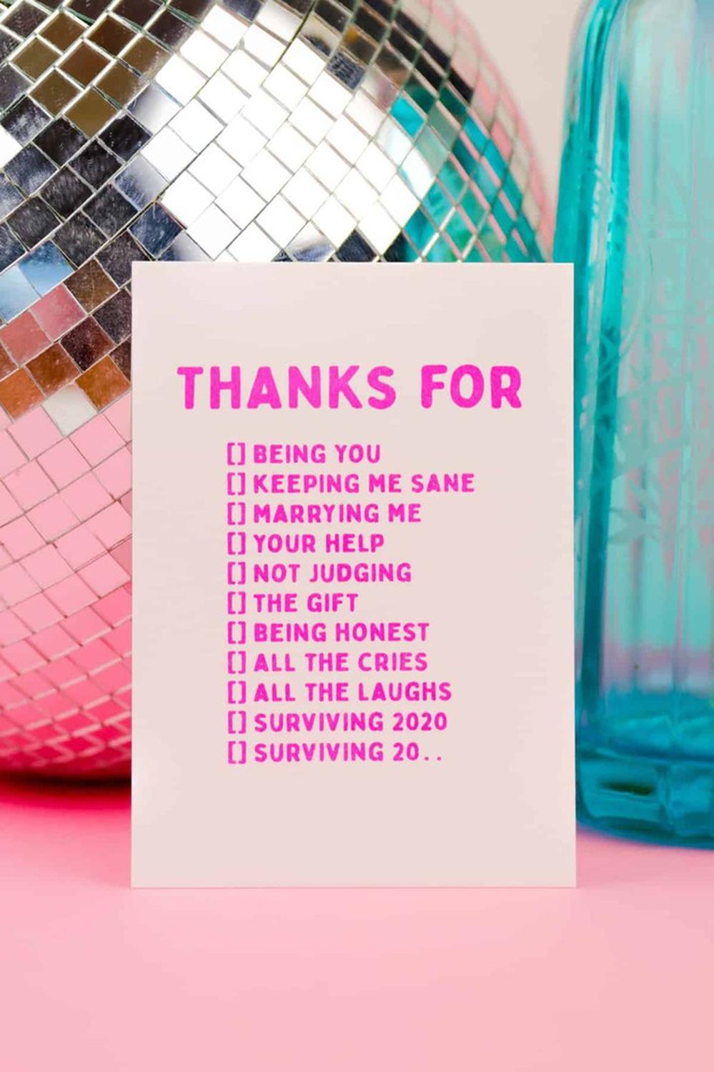 Riso print Thanks for being you, marrying me , surviving 20....-Ansichtkaarten-Fun Riso-Studio Inktvis