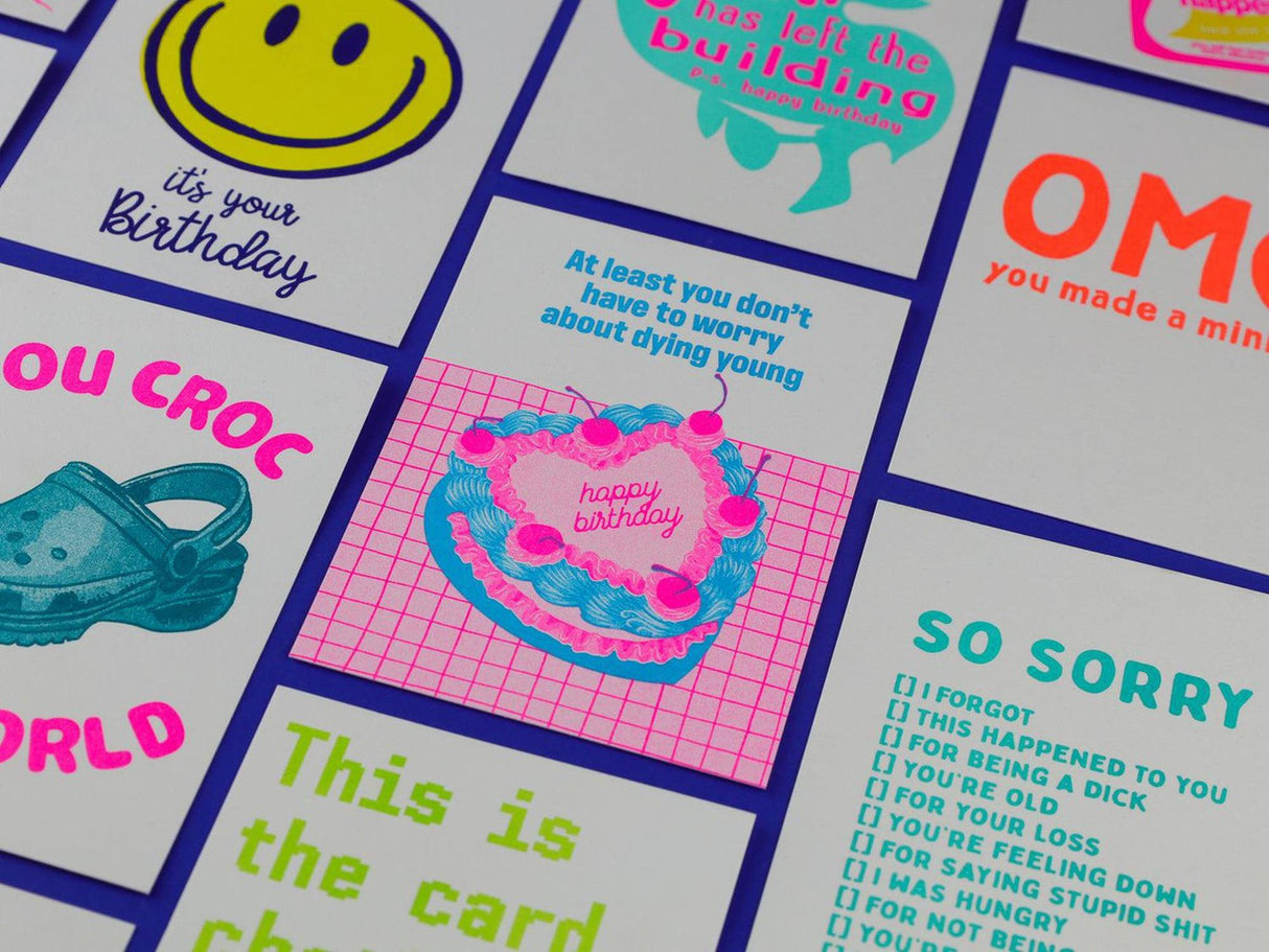 Riso print You kick ass cowboy boots-Ansichtkaarten-Fun-Studio Inktvis