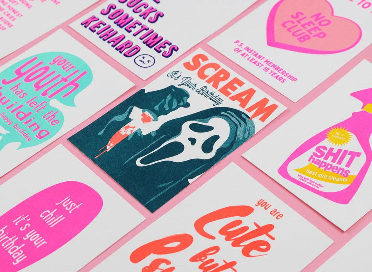 Scream it's your birthday-Ansichtkaarten-Studio Inktvis-Studio Inktvis