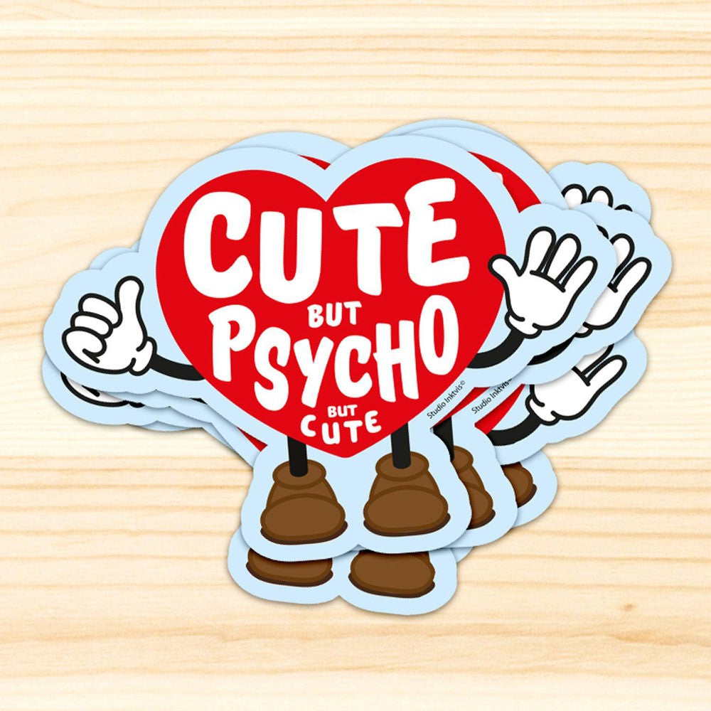 Sticker Cute but psycho but cute Hart-Stickers-Studio Inktvis-Studio Inktvis