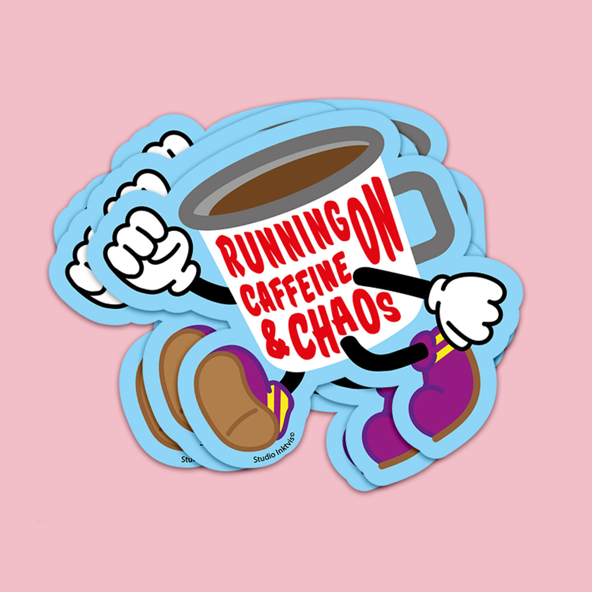 Sticker Running on Caffeine and Chaos-Stickers-Txt-Studio Inktvis