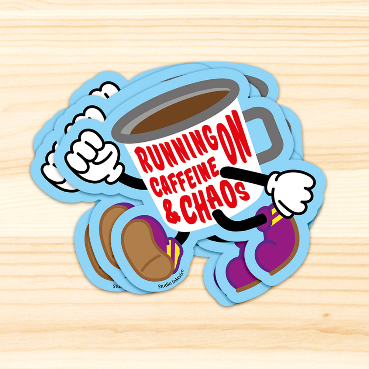 Sticker Running on Caffeine and Chaos-Stickers-Txt-Studio Inktvis