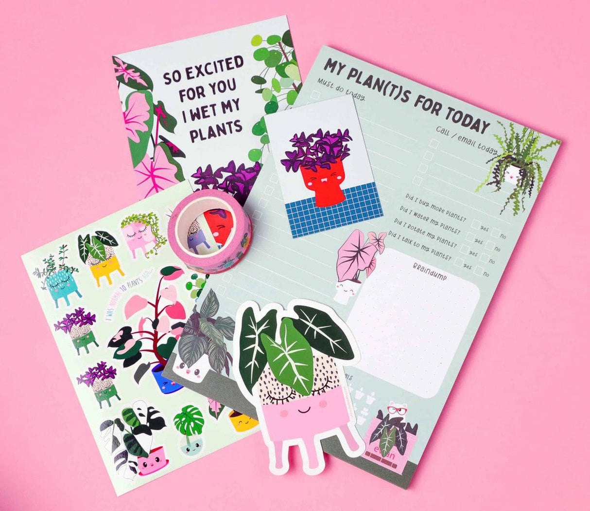Stickervel Planten met Pink Princess, Monstera en Pilea-Stickers-Hip-Studio Inktvis