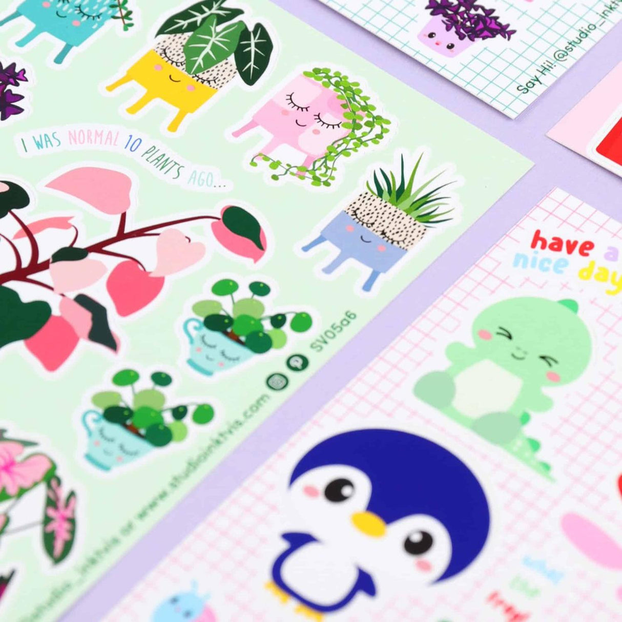 Stickervel Planten met Pink Princess, Monstera en Pilea-Stickers-Hip-Studio Inktvis