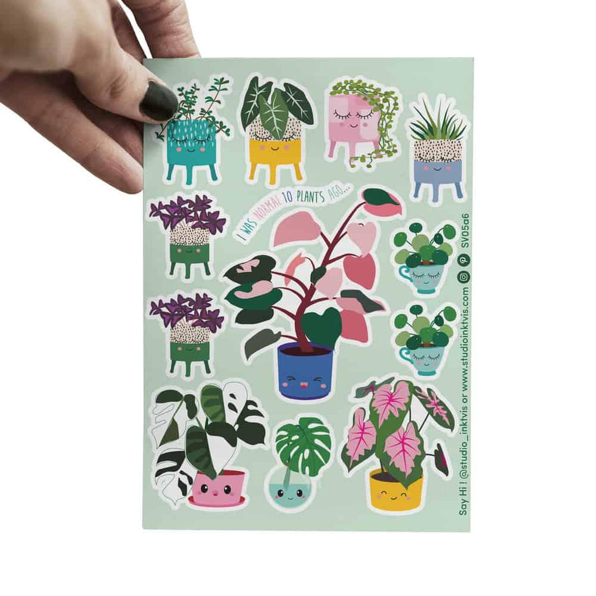 Stickervel Planten met Pink Princess, Monstera en Pilea-Stickers-Hip-Studio Inktvis