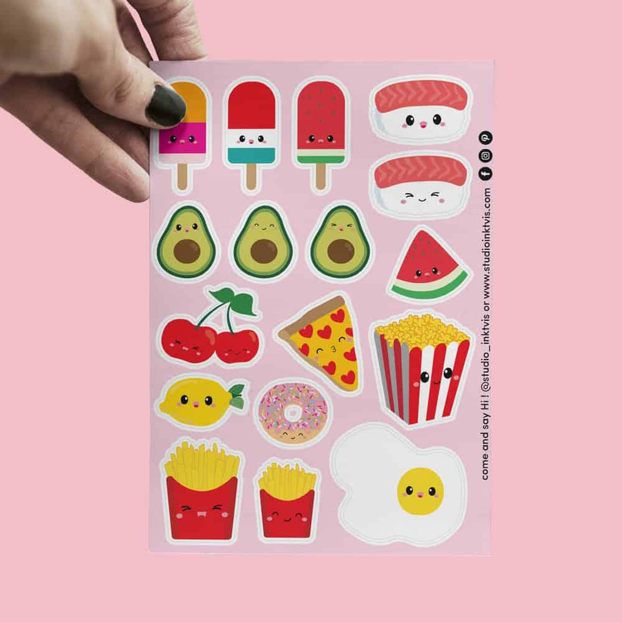 Stickervel Sushi fruit en fast food-Stickers-Hip-Studio Inktvis
