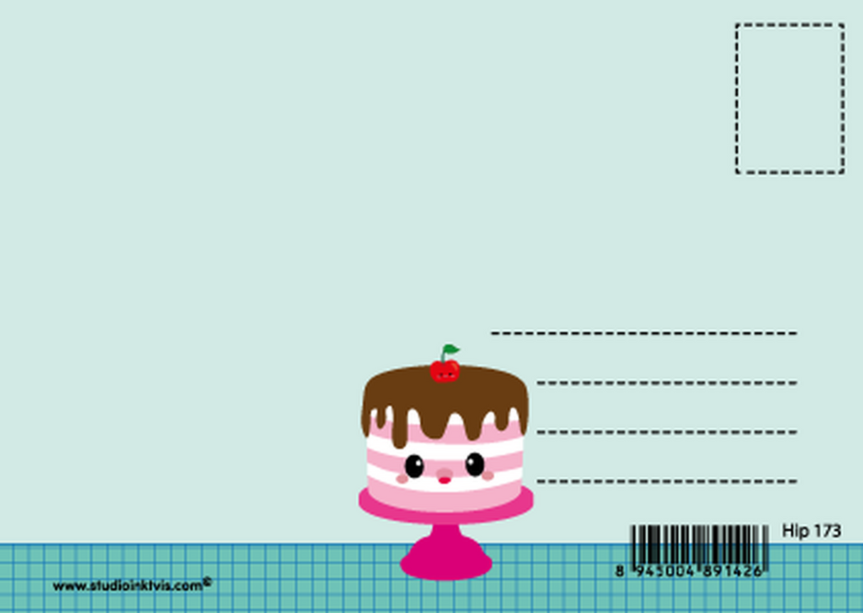 Taart congrats-Ansichtkaarten-Studio Inktvis-Studio Inktvis