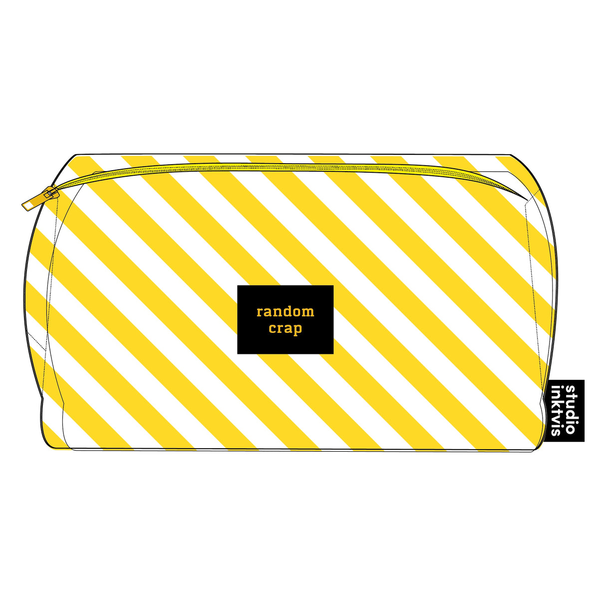 Tasje Random crap geel witte streep van teddy stof-Studio Inktvis-Studio Inktvis