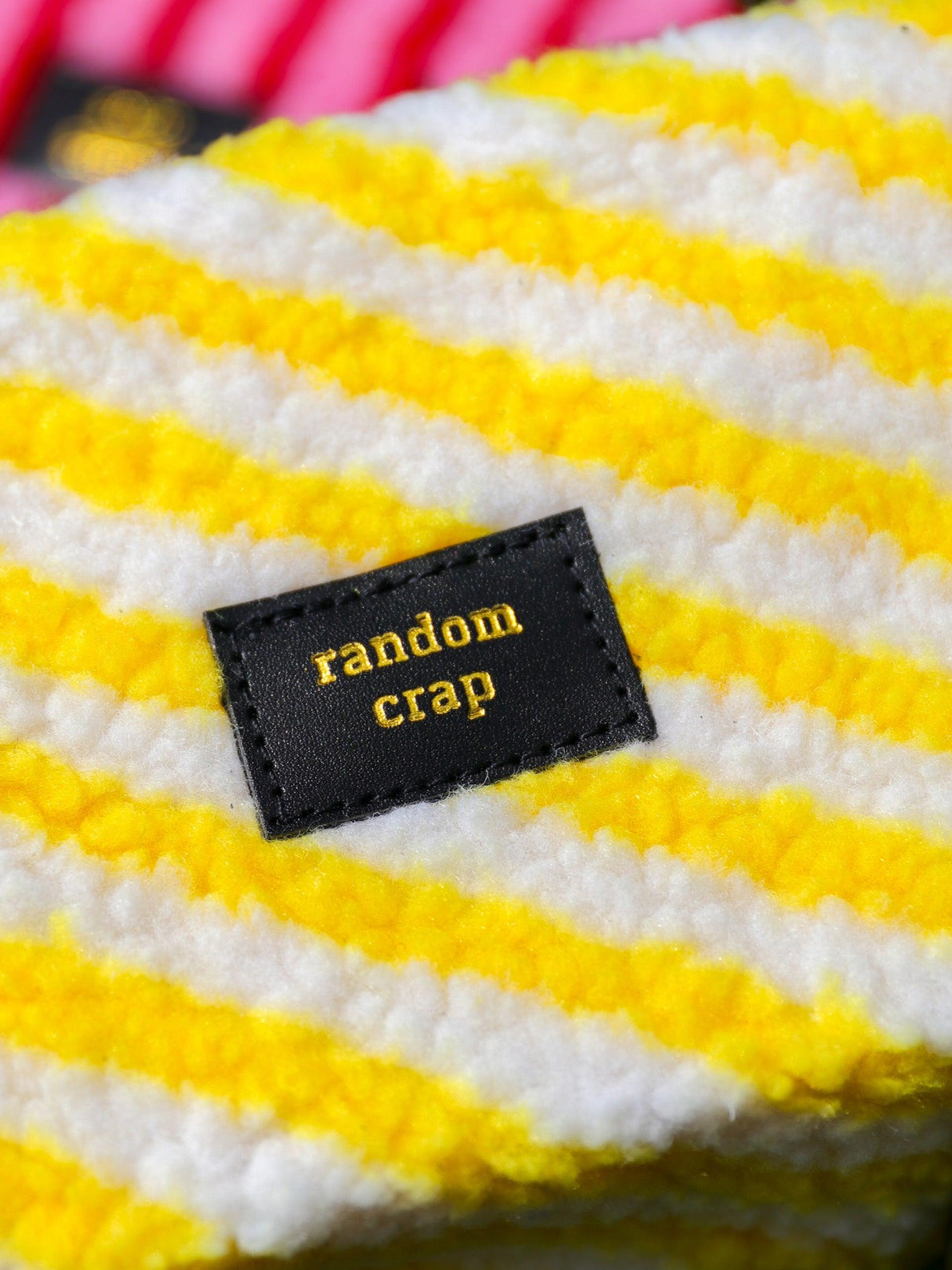 Tasje Random crap geel witte streep van teddy stof-Studio Inktvis-Studio Inktvis