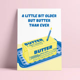 Riso print Verjaardagskaart Butter than ever Botervloot