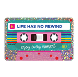 Glitter sticker Life has no rewind cassettebandje