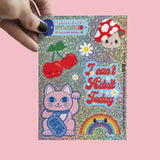 Glitter stickervel Maneki Neko, bloemen en meer-Stickers-Txt-Studio Inktvis