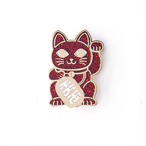Maneki Neko pin rood studio inktvis geluks kat