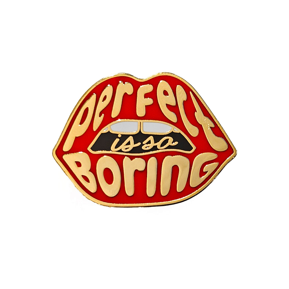 Pin Lips Perfection is so boring Rood-Pins-Txt-Studio Inktvis