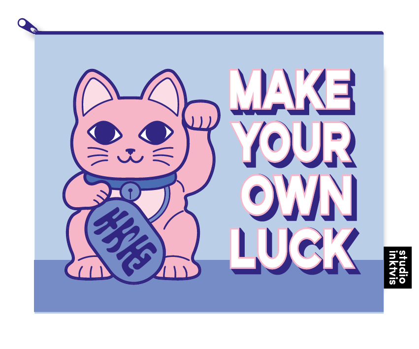 Pouchette etui Maneki Neko Make your own luck van gerecycled plastic-Etuis-Fun-Studio Inktvis