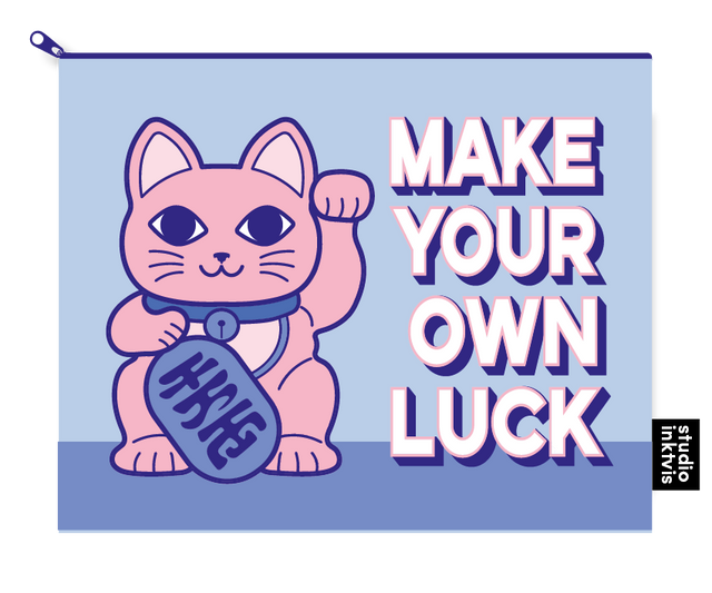 Pouchette etui Maneki Neko Make your own luck van gerecycled plastic-Etuis-Fun-Studio Inktvis
