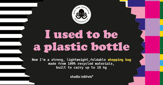 Stripe Circus rPET opvouwbare shopping bag van Studio Inktvis gemaakt van gerecyclede plastic flessen.