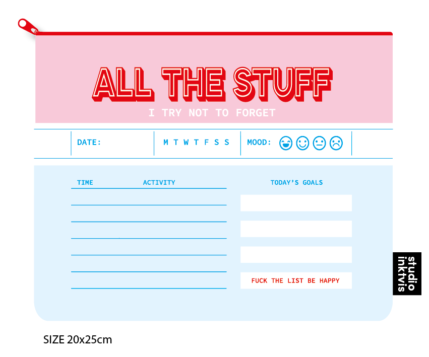 Pouchette etui All The Stuff I Try Not To Forget van gerecycled plastic-Etuis-Txt-Studio Inktvis