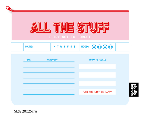 Pouchette etui All The Stuff I Try Not To Forget van gerecycled plastic-Etuis-Txt-Studio Inktvis