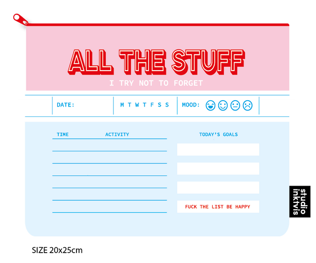 Pouchette etui All The Stuff I Try Not To Forget van gerecycled plastic-Etuis-Txt-Studio Inktvis