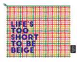 Pouchette etui Life's too short too be Beige van gerecycled plastic-Etuis-Txt-Studio Inktvis