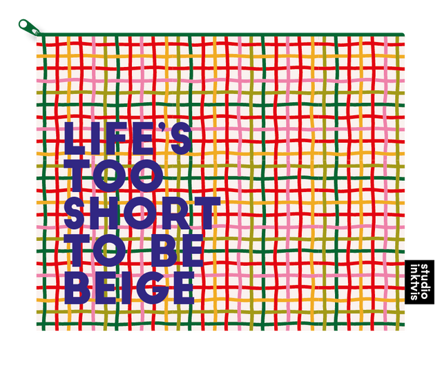 Pouchette etui Life's too short too be Beige van gerecycled plastic-Etuis-Txt-Studio Inktvis